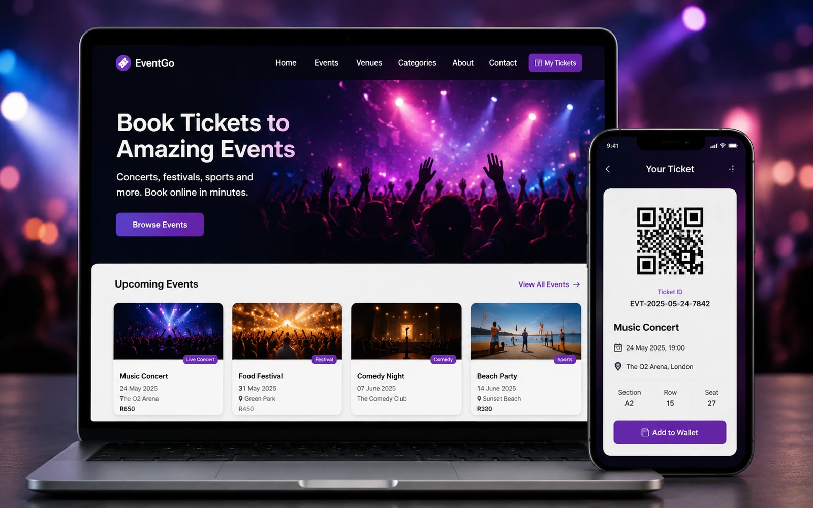 Ticketing and event booking system preview